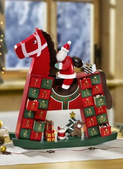 Adventskalender>Adventskalender Schaukelpferd mit Schubladen BUNT