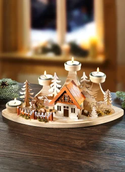 Weihnachtliche Dekorationen>Adventsteelichthalter aus Holz