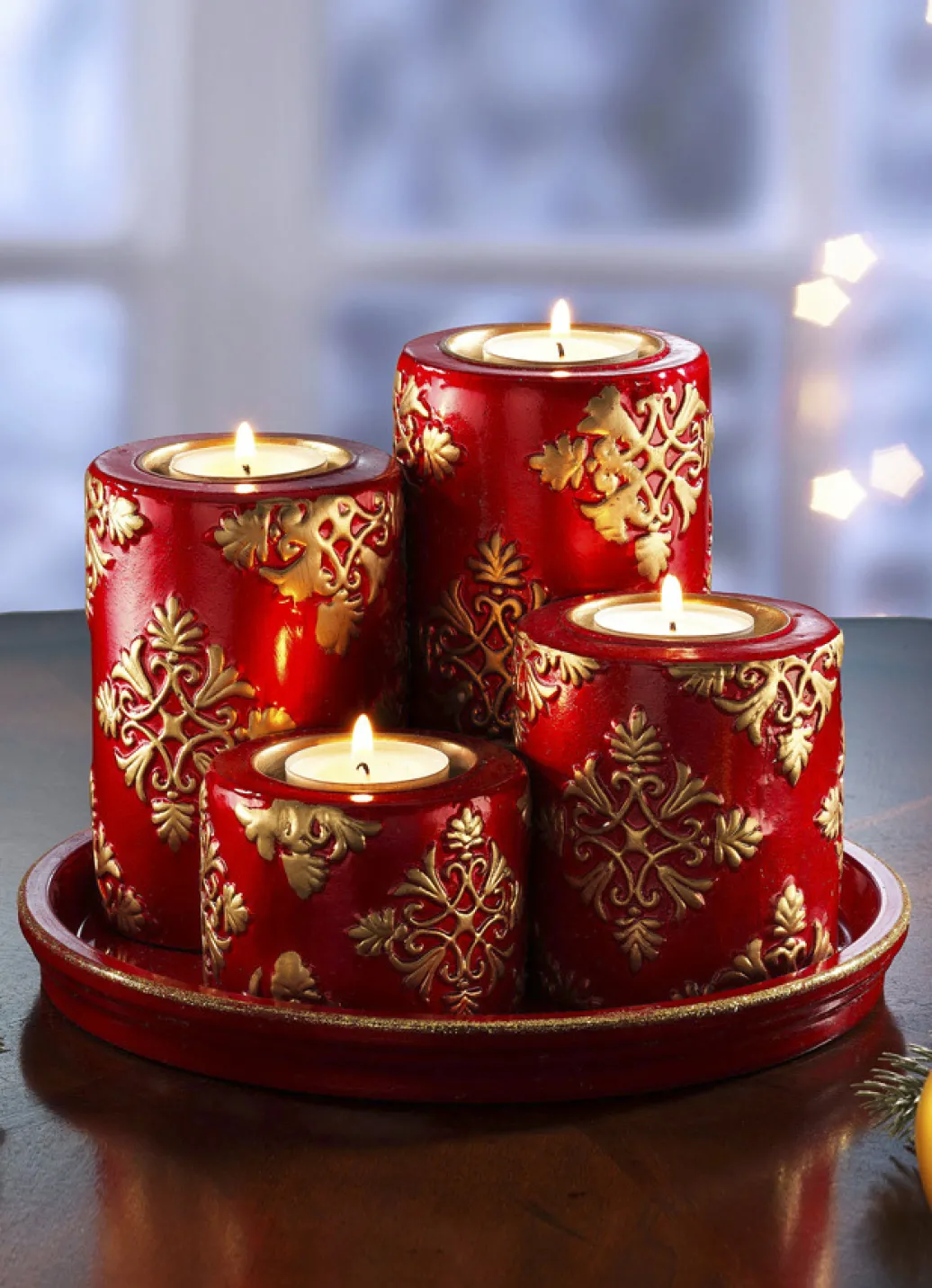 Weihnachtliche Dekorationen>Adventsteelichthalter aus Keramik