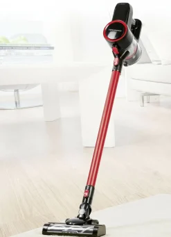 Staubsauger|Technik>Akku-Zyklon-Staubsauger – der leiseste seiner Klasse ROT-SCHWARZ