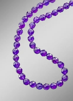 Damen-Edelsteinschmuck>Amethyst-Halskette mit facettierten Kugeln