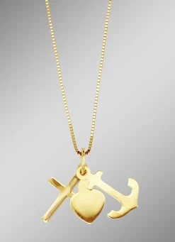 Damen-Goldschmuck>Anhänger "Glaube, Liebe und Hoffnung“ mit Veneziakette