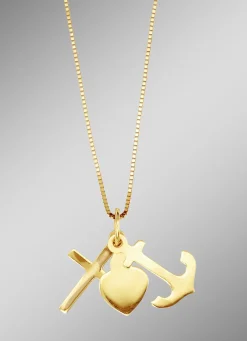 Damen-Goldschmuck>Anhänger "Glaube, Liebe und Hoffnung“ mit Veneziakette