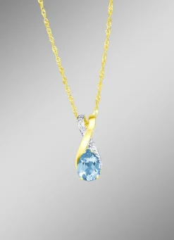Damen-Edelsteinschmuck>Anhänger mit Brillanten und echt Blautopas