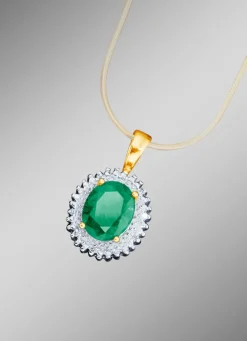 Damen-Edelsteinschmuck>Anhänger mit Diamanten und Smaragd