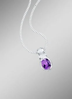 Damen-Edelsteinschmuck>Anhänger mit echt Amethyst und synth. Zirkonia