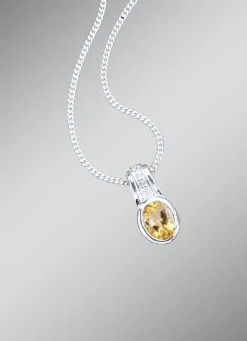 Damen-Edelsteinschmuck>Anhänger mit echt Citrin und synth. Zirkonia