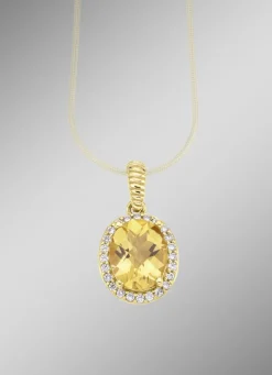 Damen-Edelsteinschmuck>Anhänger mit echt Citrin und synthetischen Zirkonia