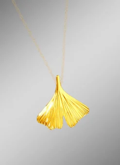 Damen-Goldschmuck>Anhänger mit Ginkgoblatt