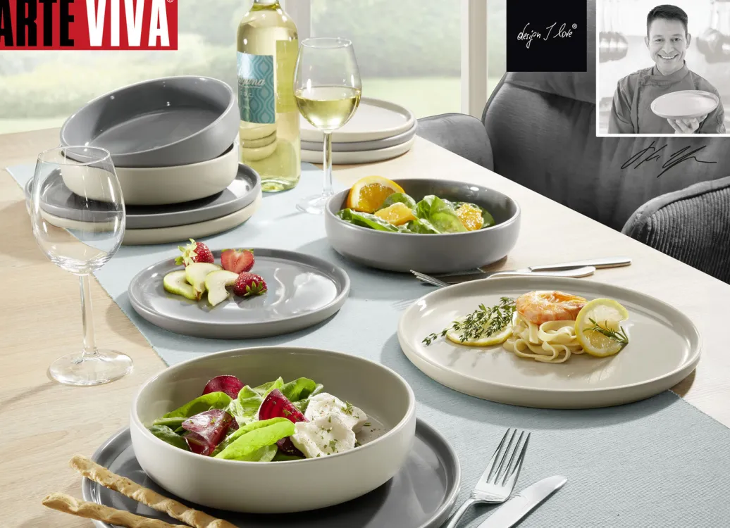 Arte Viva Geschirr>12-teiliges Tafel-Service aus Markensteinzeug