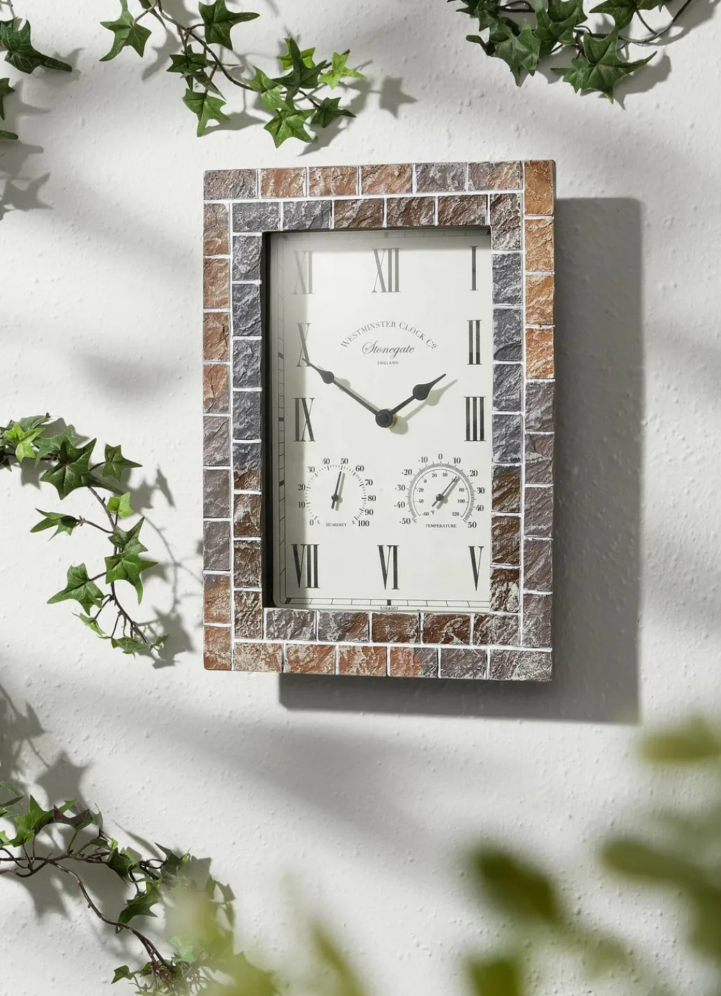 Gartendekoration|Dekoration>Außenwanduhr im Mosaik-Stil BRAUN-GRAU