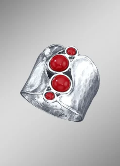 Damen-Edelsteinschmuck>Außergewöhnlicher Damenring mit Koralle