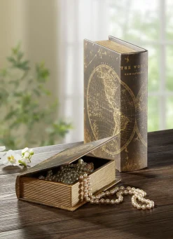 Dekoration>Aufbewahrungsbox Buch, 2er-Set BRAUN-GOLD