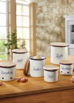 Schüsseln & Behälter>Aufbewahrungsdosen aus widerstandsfähiger Stahl-Emaille WEISS