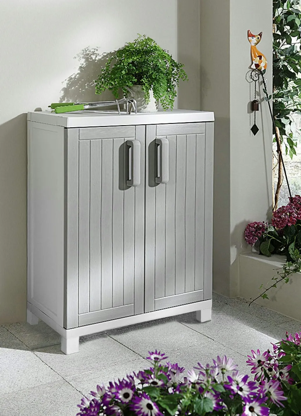 Gartenmöbel>Aufbewahrungs-Schränke aus Polypropylen GRAU