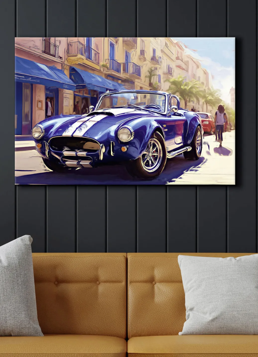 Dekoration>Automobilklassiker „Cobra“ als hochwertiges Leinwandbild BLAU
