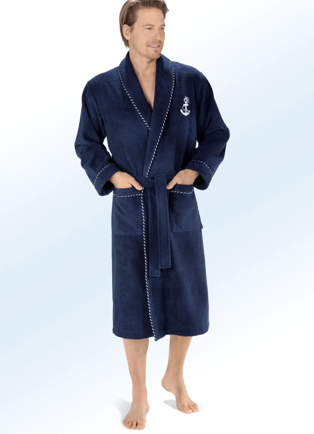 Heimtextilien|Herrenwäsche>Bademantel mit Anker-Stickerei