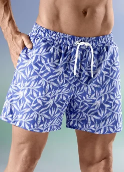 Bade- & Strandmode|Bademode>Badeshorts, allover dessiniert, Microfaser BLAU-WEISS