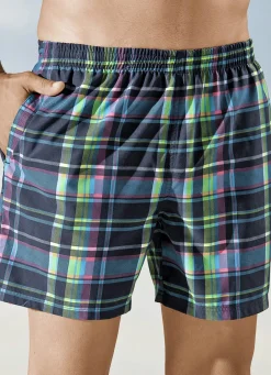 Bade- & Strandmode|Bademode>Badeshorts kariert, Microfaser DUNKELBLAU-BUNT