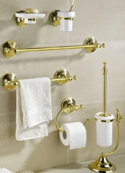 Möbel>Badezimmer-Accessoires aus Messing und Keramik MESSING-WEISS