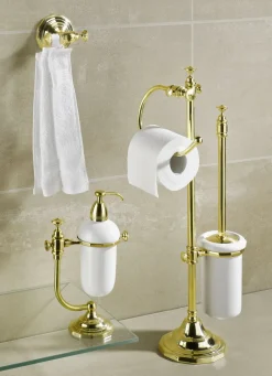 Möbel></noscript>Badezimmer-Accessoires aus Messing und Keramik MESSING-WEISS