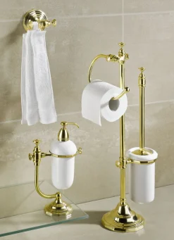 Möbel></noscript>Badezimmer-Accessoires aus Messing und Keramik MESSING-WEISS