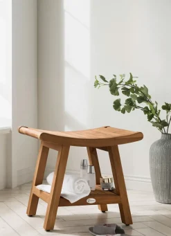 Möbel>Badhocker aus robustem, massivem Teakholz BRAUN