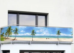 Sicht- & Sonnenschutz>Balkon-Sichtschutz mit Karibik-Motiv BUNT