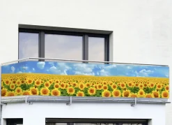 Sicht- & Sonnenschutz>Balkonsichtschutz mit Sonnenblumen-Motiv BUNT