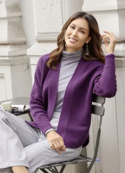 B/ANCA Pullover & Strickmode>Basic Strickjacke AUBERGINE