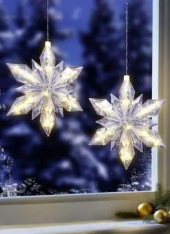 Fensterdekorationen>Batteriebetriebener LED-Weihnachtsstern, 2er-Set WEISS