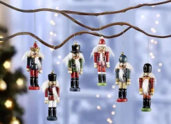 Fensterdekorationen|Christbaumschmuck>Baumhänger aus Holz, 6er-Set BUNT