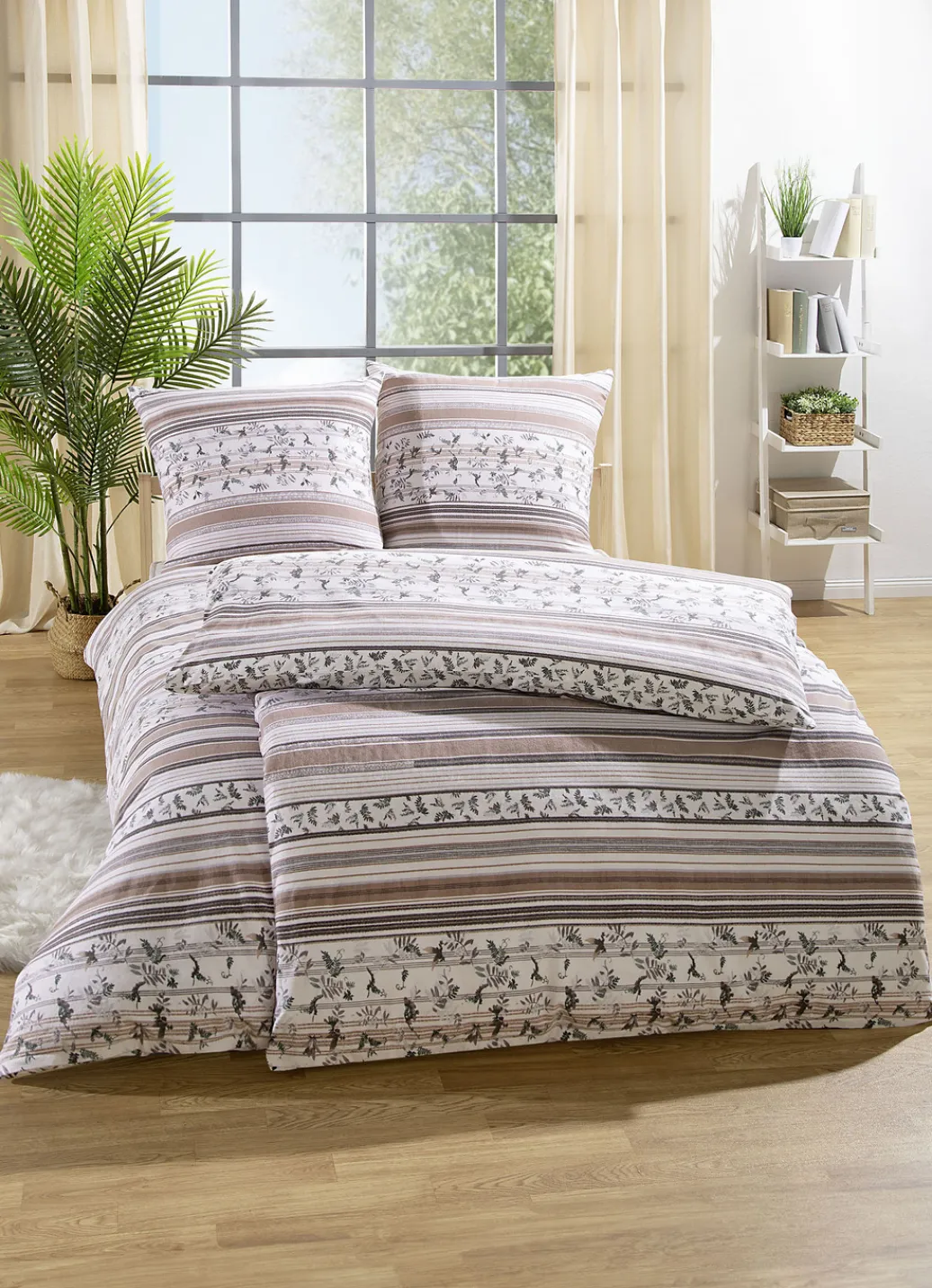 JANINE Heimtextilien>Beidseitig bedruckte Bettwäsche-Garnitur von NATURBRAUN