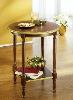 Möbel>Beistelltisch mit goldfarbenen Akzenten NUSSBAUM-GOLD