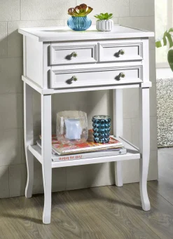 Möbel>Beistelltisch mit Schubladen und Metallgriffen