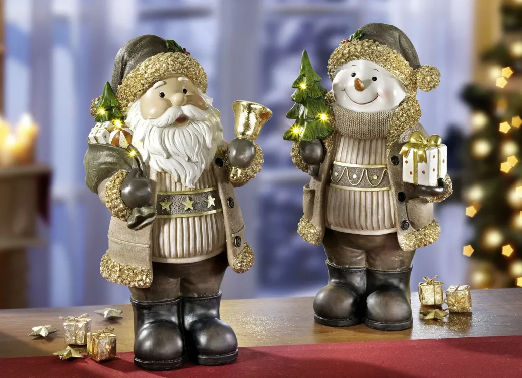 Weihnachtliche Dekorationen>Beleuchtete Figuren aus Polyresin NATUR-GOLD-BRAUN