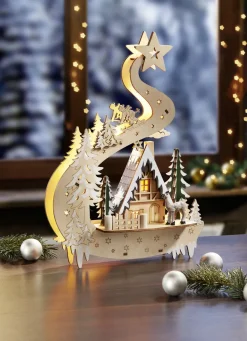 Weihnachtliche Dekorationen>Beleuchtete Holzdekoration NATUR-BRAUN