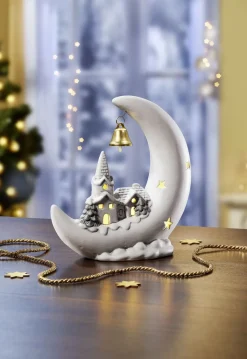 Weihnachtliche Dekorationen>Beleuchteter Mond WEISS