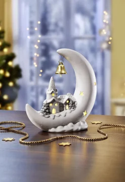 Weihnachtliche Dekorationen>Beleuchteter Mond WEISS