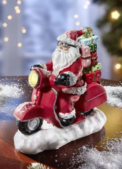 Weihnachtliche Dekorationen>Beleuchteter Nikolaus auf Roller ROT