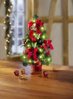 Gestecke & Kränze>Beleuchteter Tannenbaum GRÜN-ROT