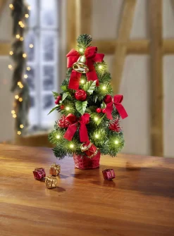 Gestecke & Kränze>Beleuchteter Tannenbaum GRÜN-ROT