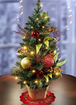 Gestecke & Kränze>Beleuchteter Tannenbaum GRÜN-ROT-GOLD