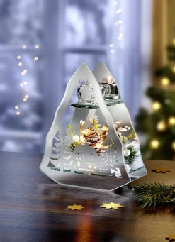 Weihnachtliche Dekorationen>Beleuchteter Teelichthalter SILBER