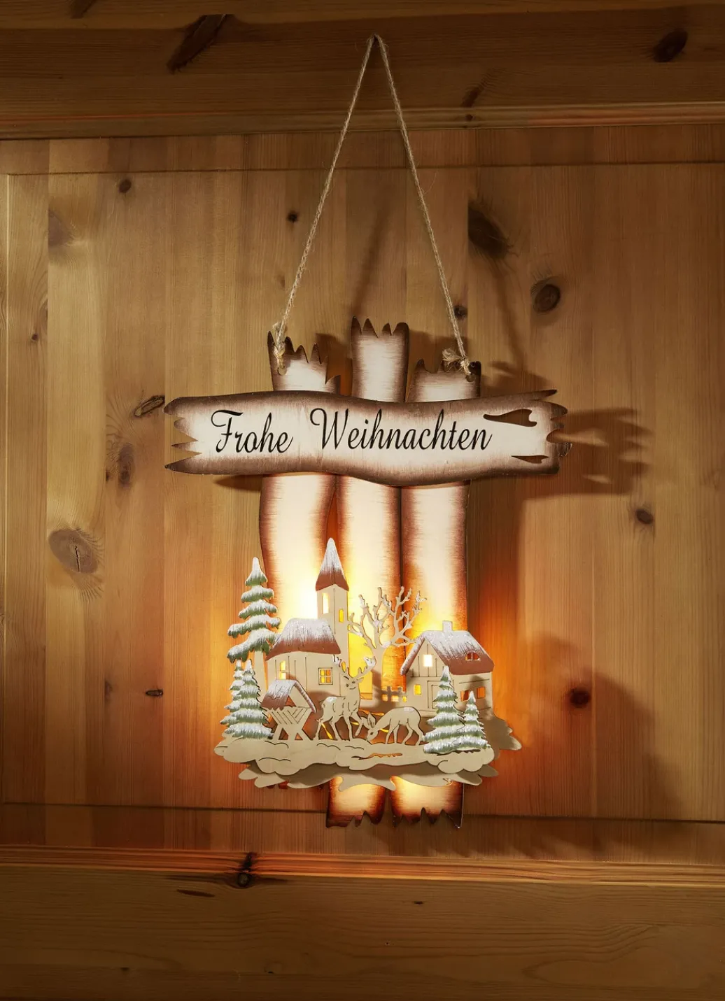 Weihnachtliche Dekorationen>Beleuchteter Wandhänger NATUR-BRAUN