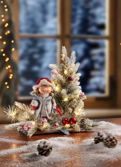 Gestecke & Kränze>Beleuchtetes Gesteck GRÜN-ROT-WEISS