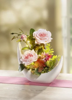 Dekoration>Beleuchtetes Rosen-Arrangement ROSA-GRÜN