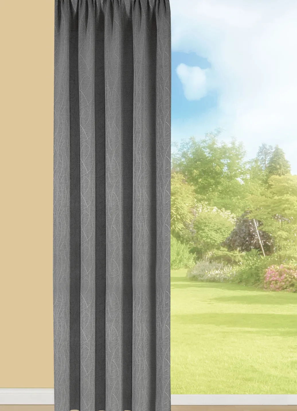 Heimtextilien>Übergardine mit Universalschienenband