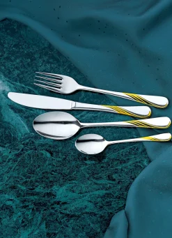 Besteck>Besteck-Set, 72-teilig, für 12 Personen EDELSTAHL/GOLD