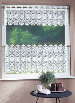 PLAUENER SPITZE Heimtextilien>Bezaubernde Kurzgardine mit Stangendurchzug